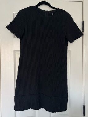 Eileen Fisher Waffle Knit Black Dress Size XS